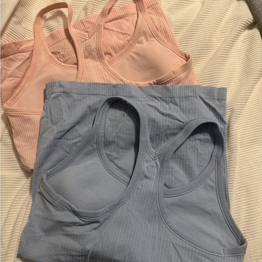 Lululemon Athletica Pink and Blue Sports Bras Tank Tops